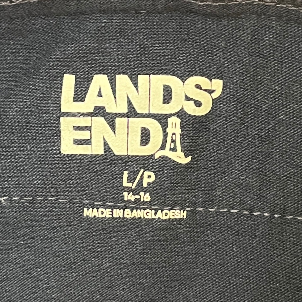 Lands End Sport Knit Straight Leg Cargo Pants Navy Blue Cotton Large 14-16 - Picture 6 of 11